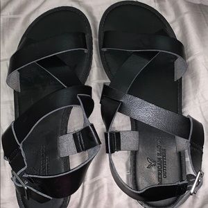 Black American Eagle Strappy Sandal 8